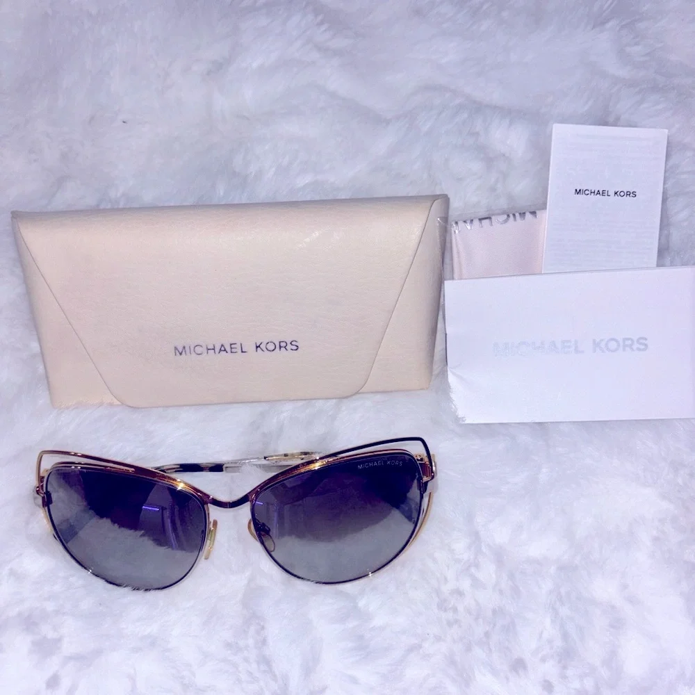 Michael Kors Black and Gold Sunglasses with Aviator Lenses